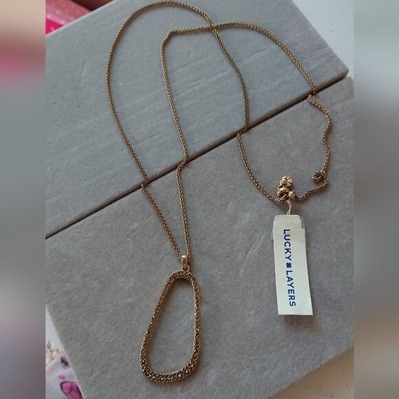 Lucky Brand Necklaces gold plated brass syrup pull chain pedant - Picture 2 of 11